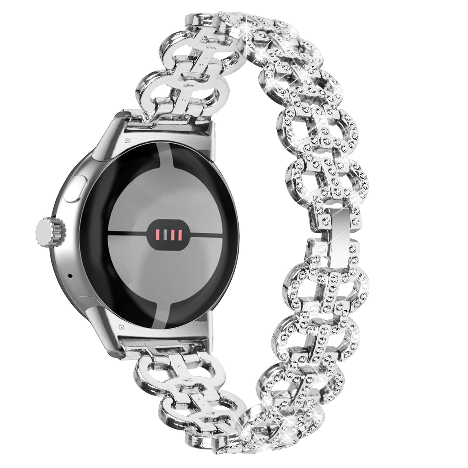 For Google Pixel Watch 2 Pixel Watch Gourd Shape Rhinestones Decor Watch Strap Zinc Alloy Replacement Band For Google Pixel Watch 2 Pixel Watch Gourd Shape Rhinestones Decor Watch Strap Zinc Alloy Replacement Band